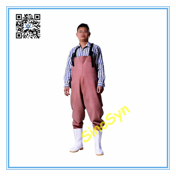 FQ1728 Rubber Safty Chest/ Waist Wader Protective Working Fishery Men Boots with 85 White Fabric Boots